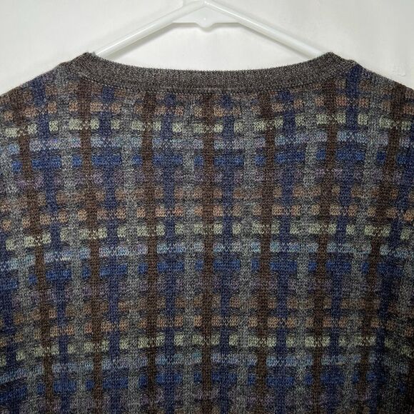 Lenor Romano 100% Merino Wool Crewneck Sweater Mens Size Medium Geometric Knit - Picture 9 of 10